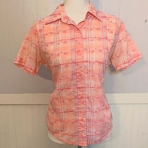 Vintage Pastel Plaid Button Up Shirt Cottage Core